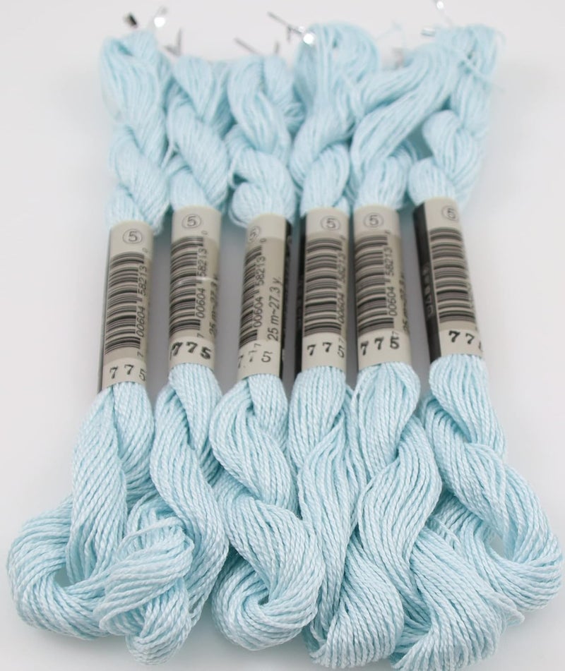 KCS 25 M/Skein Mercerized Pearl Cotton Crochet Needlepoint Thread,Size 5,6 skeins,Baby Blue vy it - Image 4